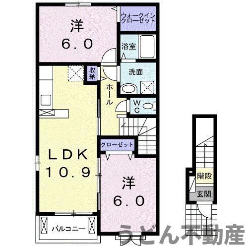 エスパス・ボヌール(2LDK/2階)の間取り写真