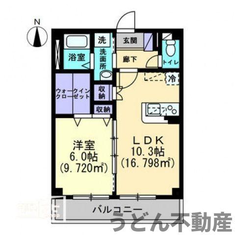 ウエストレガシーEMレジデンス(1LDK/2階)の間取り写真