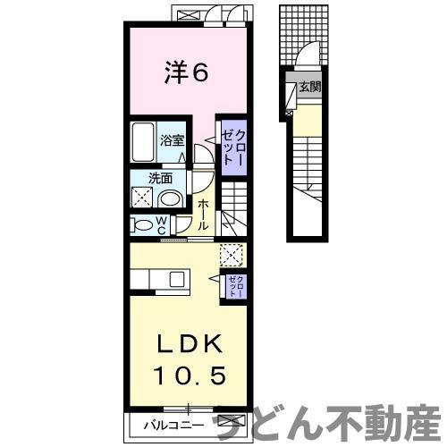 コンフォルトⅡ(1LDK/2階)の間取り写真