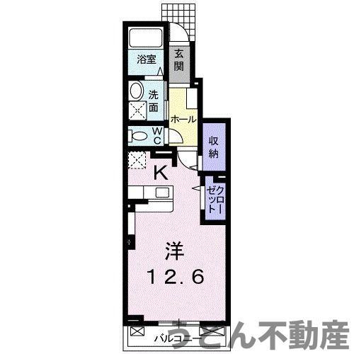 ANGE・凛(ワンルーム/1階)の間取り写真