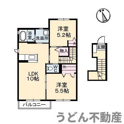 クラヴィエ林町(2LDK/2階)の間取り写真