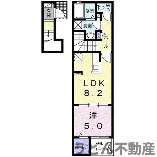 ルーベル宇多津ⅡC(1LDK/2階)の間取り写真