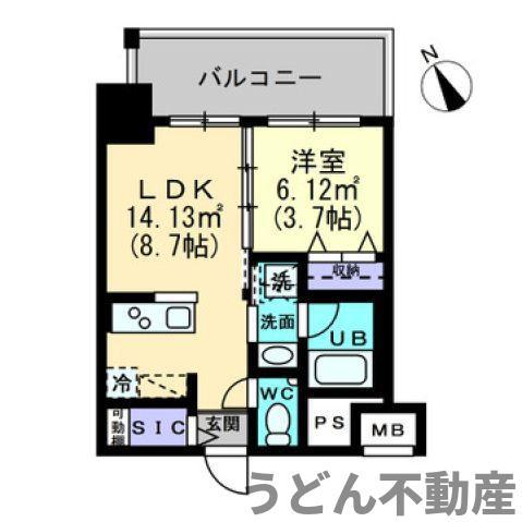 アルファレガロ福田町(1LDK/7階)の間取り写真