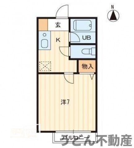 セレーノ福岡町(1K/2階)の間取り写真