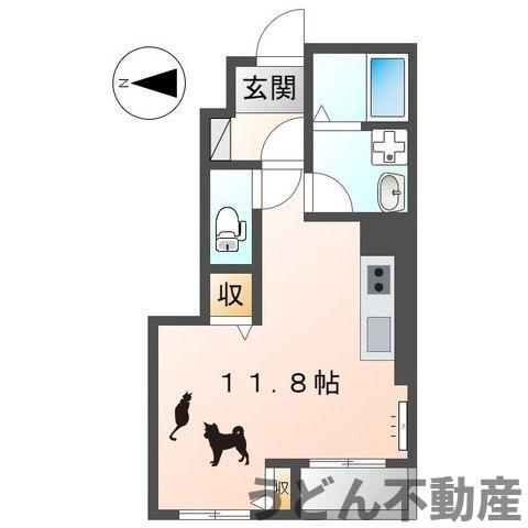 高徳線 屋島駅 徒歩14分 2階建 築9年(ワンルーム/1階)の間取り写真