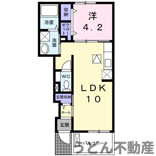 フェリーチェNⅡ(1LDK/1階)の間取り写真