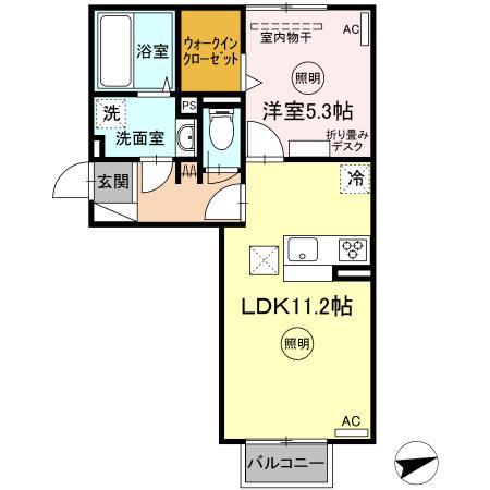 マーベル水田(1LDK/1階)の間取り写真