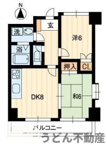 ホープスエイシ(2DK/5階)の間取り写真