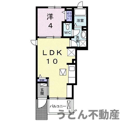 アルドール香西Ⅱ(1LDK/1階)の間取り写真
