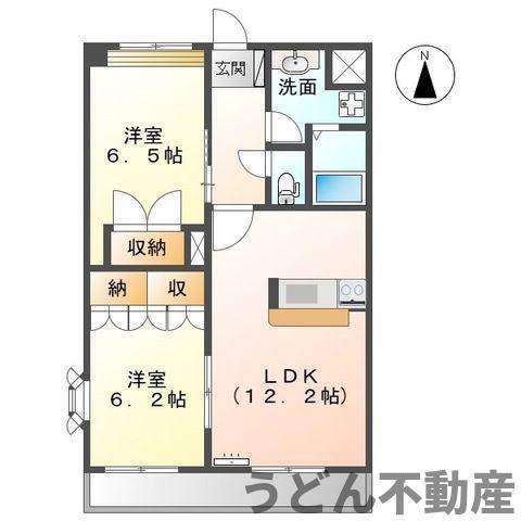サンパレス伏石Ⅱ(2LDK/2階)の間取り写真
