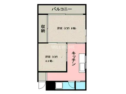 和歌山線 笠田駅 徒歩31分 3階建 築54年(2DK/1階)の間取り写真