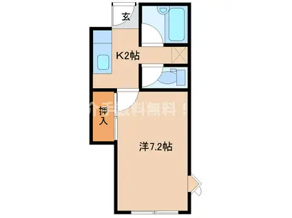 ハニカム4(1K/1階)の間取り写真