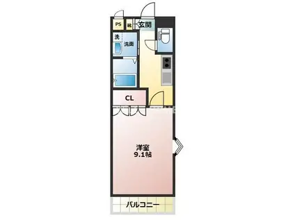 紀勢本線 黒江駅 徒歩34分 2階建 築20年(1K/1階)の間取り写真