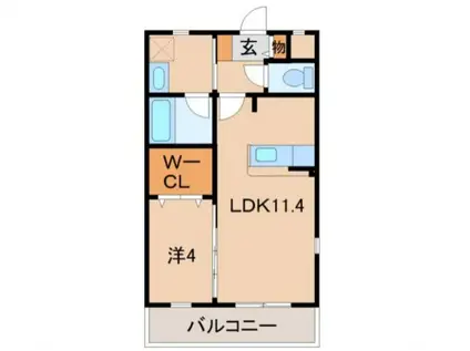 阪和線 紀伊駅 徒歩18分 2階建 築13年(1LDK/1階)の間取り写真