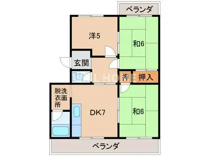 紀勢本線 宮前駅 徒歩12分 3階建 築37年(2DK/3階)の間取り写真