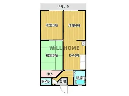 和歌山電鐵貴志川線 日前宮駅 徒歩5分 4階建 築45年(2LDK/3階)の間取り写真