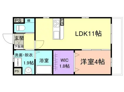 M.なつ&秋(1LDK/1階)の間取り写真