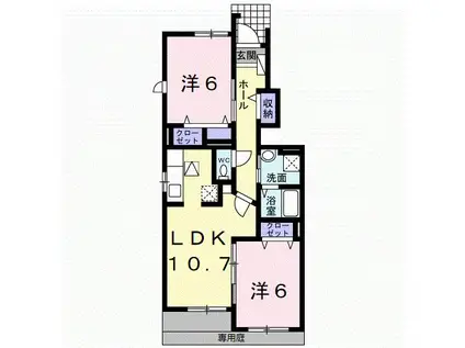 エテルノ・カーサ(2LDK/1階)の間取り写真