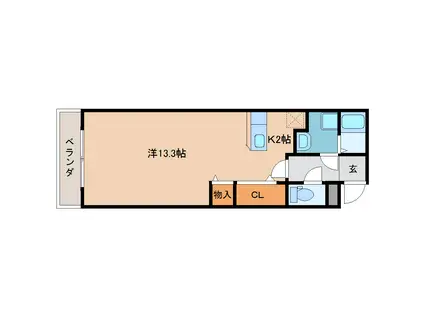 阪和線 紀伊中ノ島駅 徒歩5分 2階建 築18年(ワンルーム/1階)の間取り写真