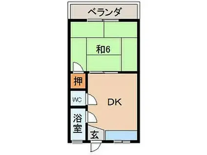 阪和線 和歌山駅 徒歩7分 3階建 築61年(1DK/3階)の間取り写真