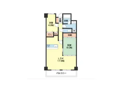 阪和線 和歌山駅 徒歩16分 12階建 築34年(2LDK/9階)の間取り写真