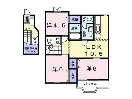 メゾンドヴェール西ノ庄(3LDK/2階)の間取り写真