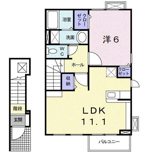 アバカス榎原(1LDK/2階)の間取り写真