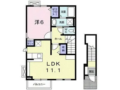 カトル・セゾン(1LDK/2階)の間取り写真