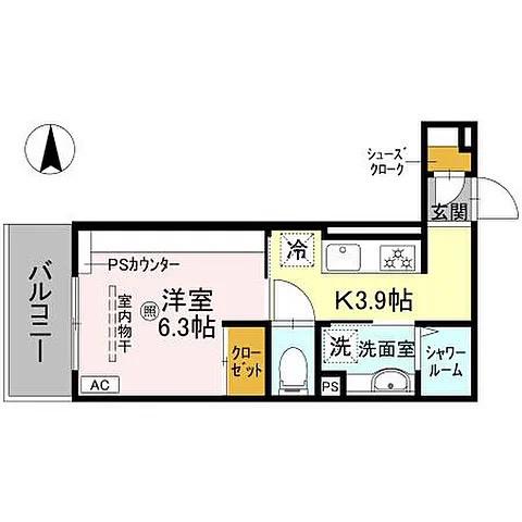 紀勢本線 和歌山市駅 徒歩6分 3階建 築1年(1K/1階)の間取り写真