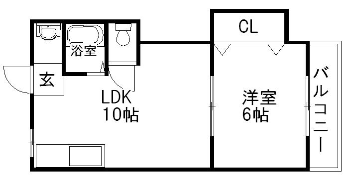 大阪市谷町線 大日駅 徒歩23分 3階建 築46年(1LDK/2階)の間取り写真