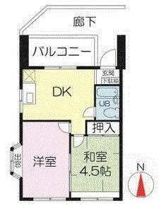 旭ロイヤルハイム(2DK/4階)の間取り写真