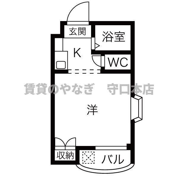 クレセント守口(1K/1階)の間取り写真