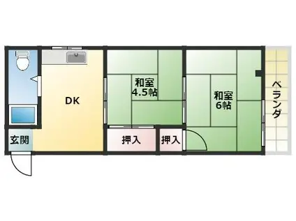 菊水マンション(2DK/3階)の間取り写真