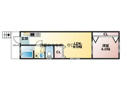 フジハウス(1LDK/3階)の間取り写真