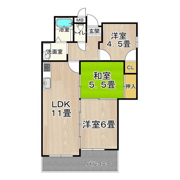ブランドールM3(3LDK/4階)の間取り写真