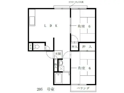 ハイツ昴(2LDK/2階)の間取り写真