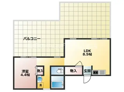 大阪市谷町線 大日駅 徒歩7分 4階建 築38年(ワンルーム/3階)の間取り写真