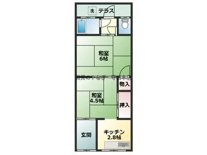 橋本様文化(2K/1階)の間取り写真