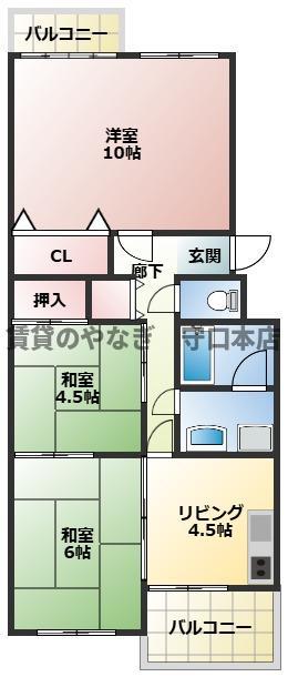 守口東ピラミッドマンション(3DK/3階)の間取り写真