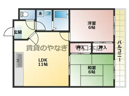 ポートレート91(2LDK/3階)の間取り写真