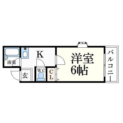 メゾンかなめ(1K/4階)の間取り写真