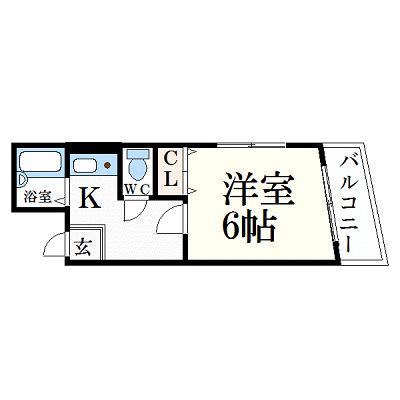 メゾンかなめ(1K/4階)の間取り写真
