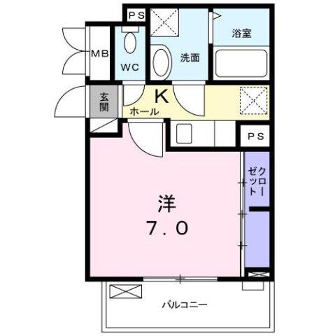 ゾンネンブルーメ エム(1K/3階)の間取り写真
