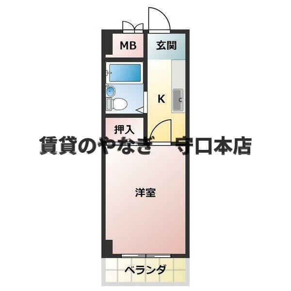 マルセビル(1K/4階)の間取り写真