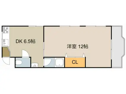 コンフォート大利(1DK/3階)の間取り写真