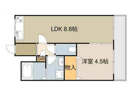 セラフィーコート東香里園(1LDK/2階)の間取り写真