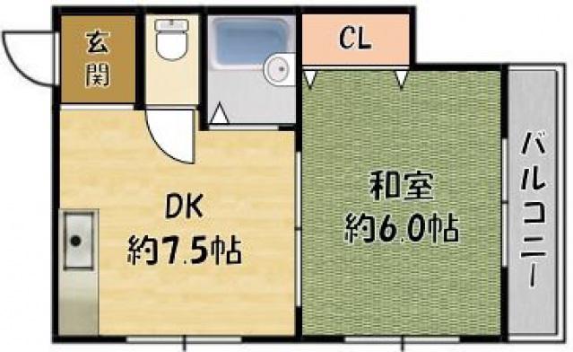 ジュネスシャトー(1DK/5階)の間取り写真