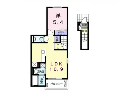 レジデンス門真南Ⅱ(1LDK/2階)の間取り写真