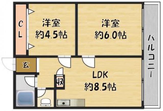 第一藤田ハイツ(2DK/3階)の間取り写真