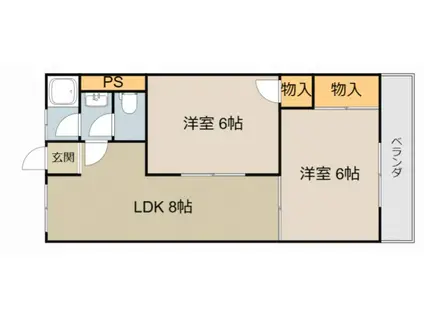 都マンション(2LDK/2階)の間取り写真